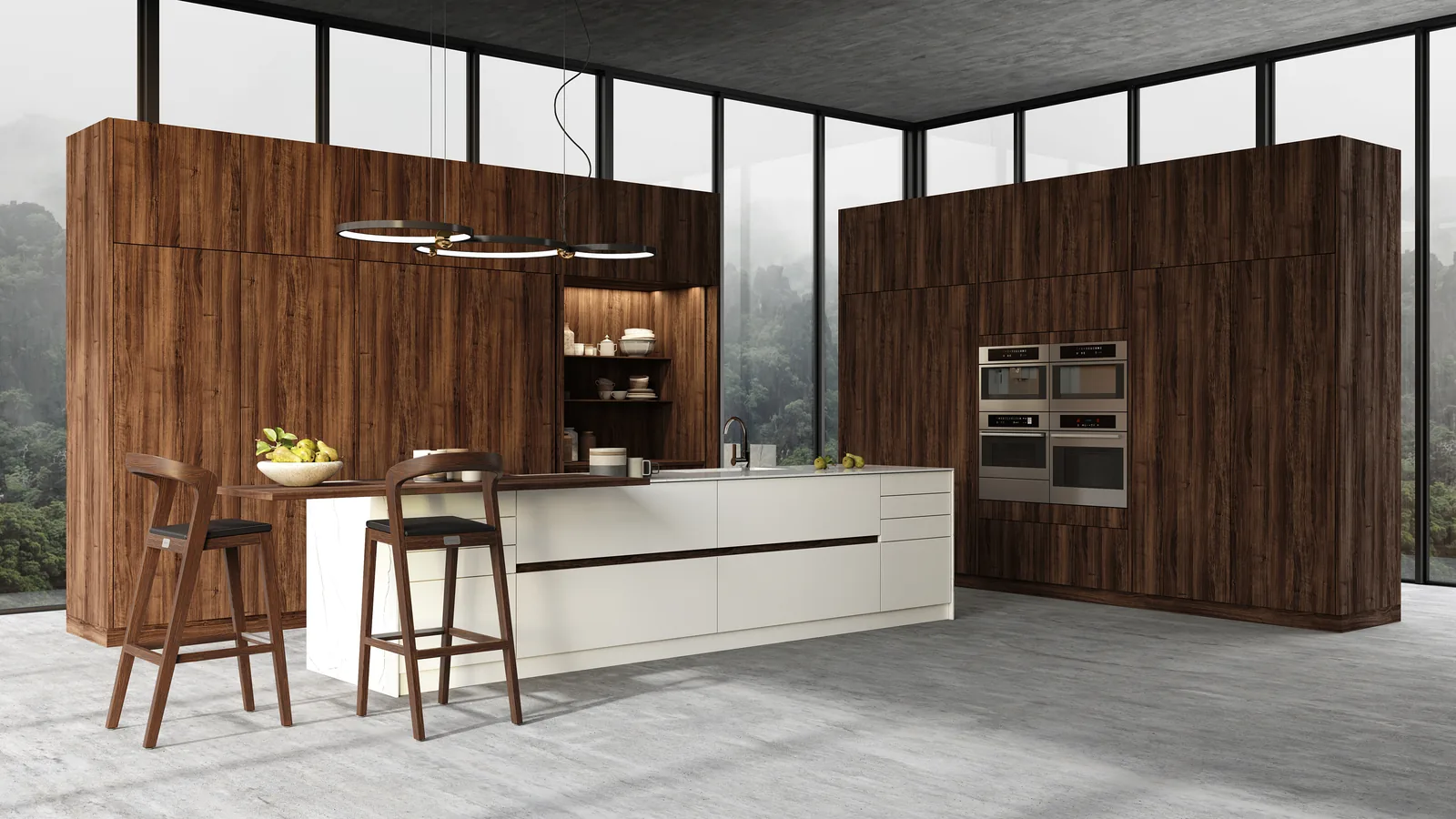 Renders de cocinas integradas en arquitectura interior